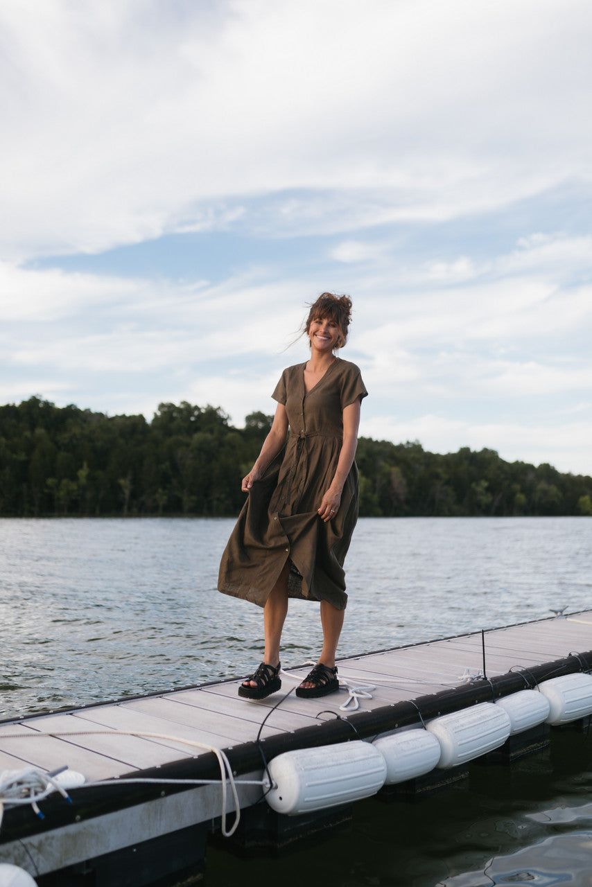 June Dress in Dark Green