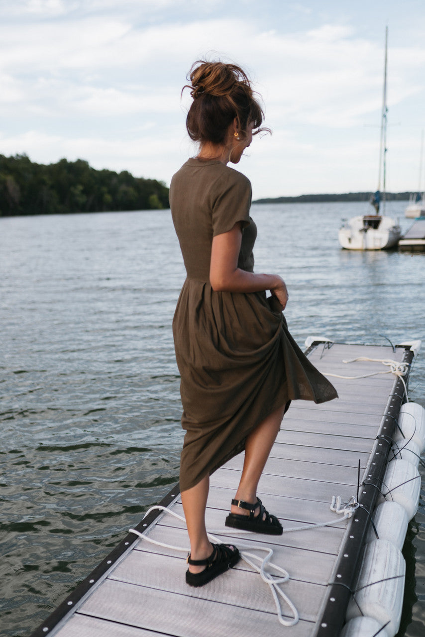 June Dress in Dark Green