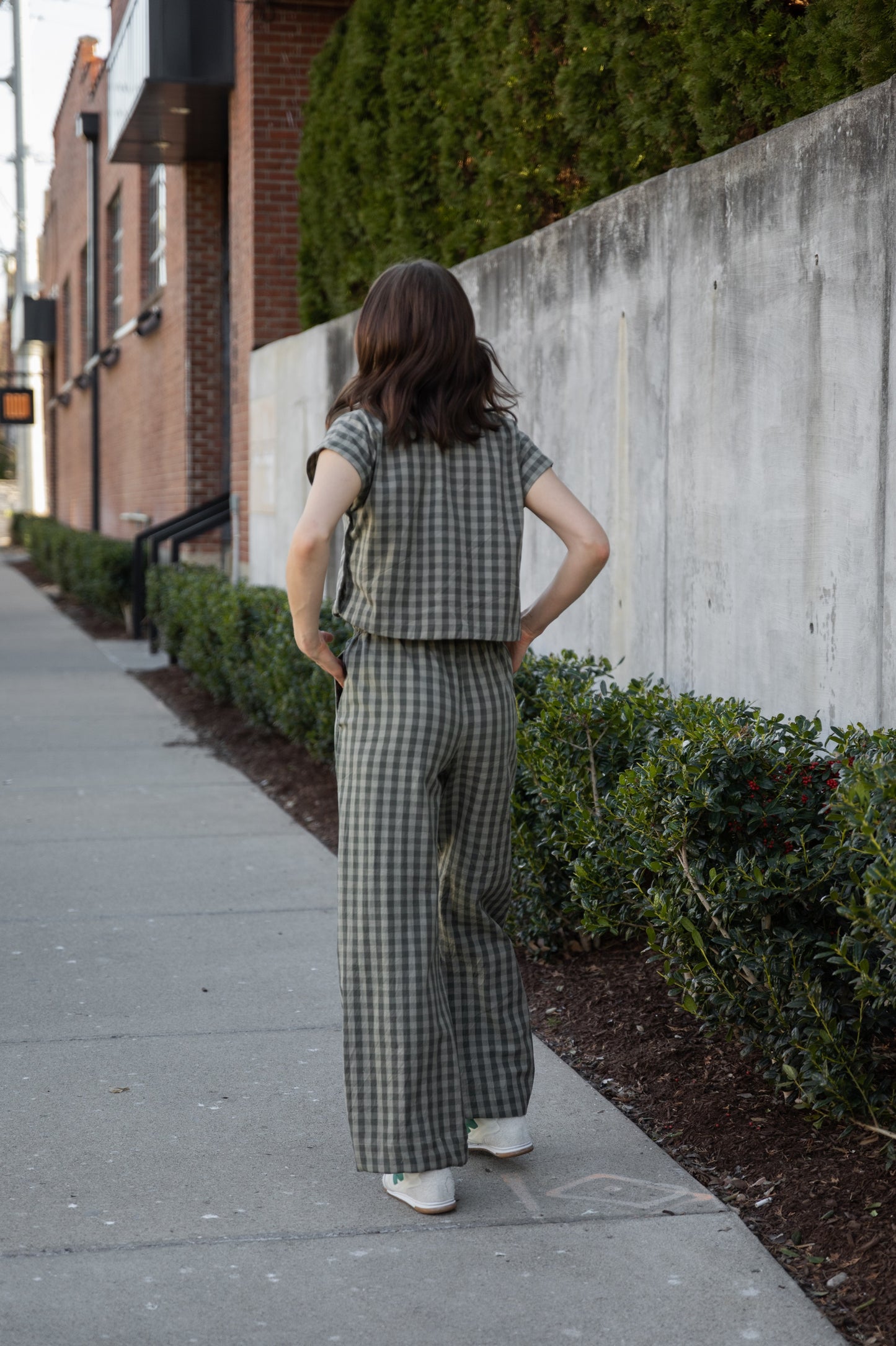 Katie Handwoven Cotton Set in Green Gingham Made to Order