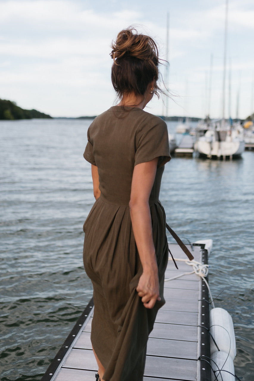 June Dress in Dark Green