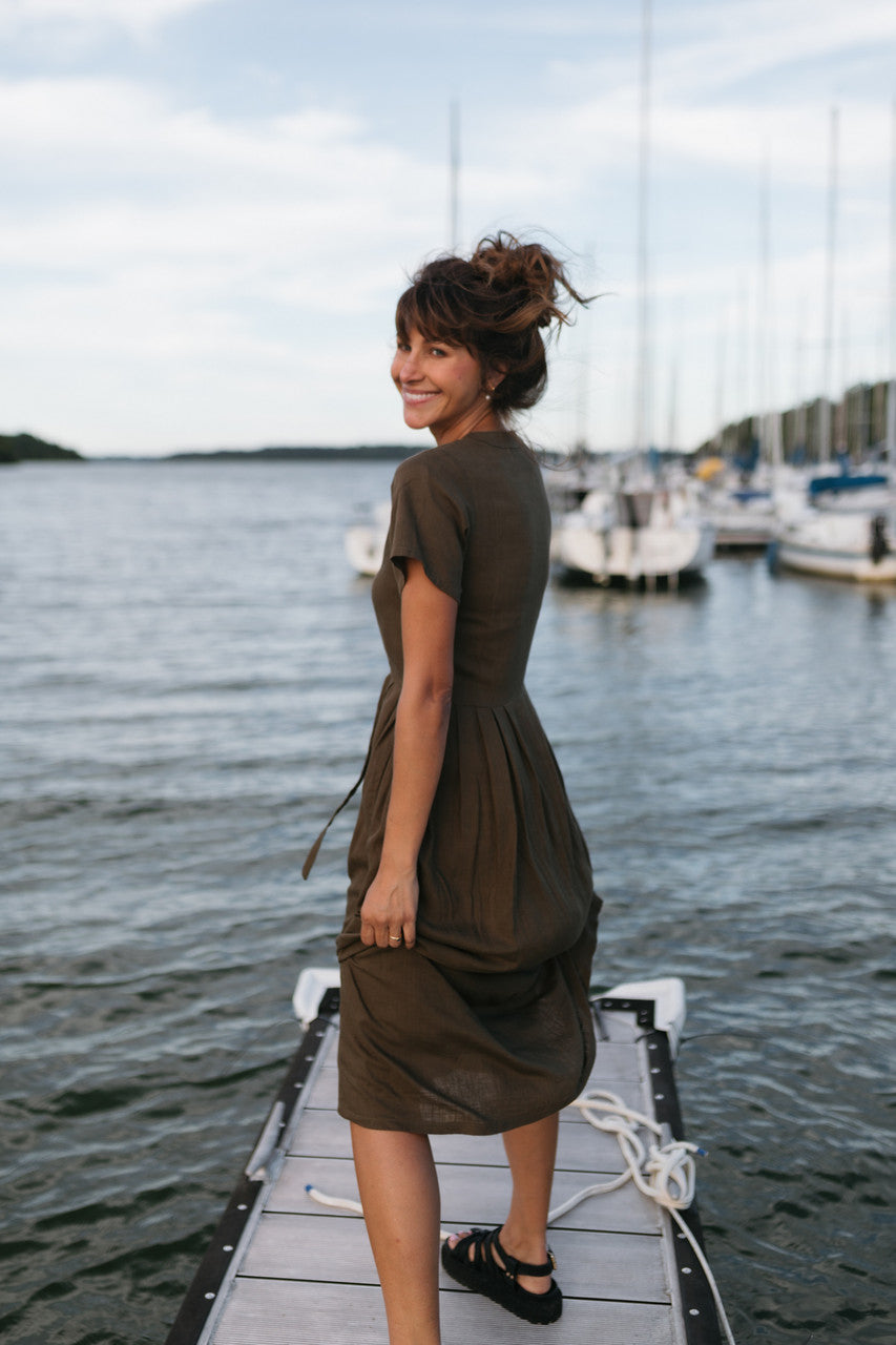 June Dress in Dark Green