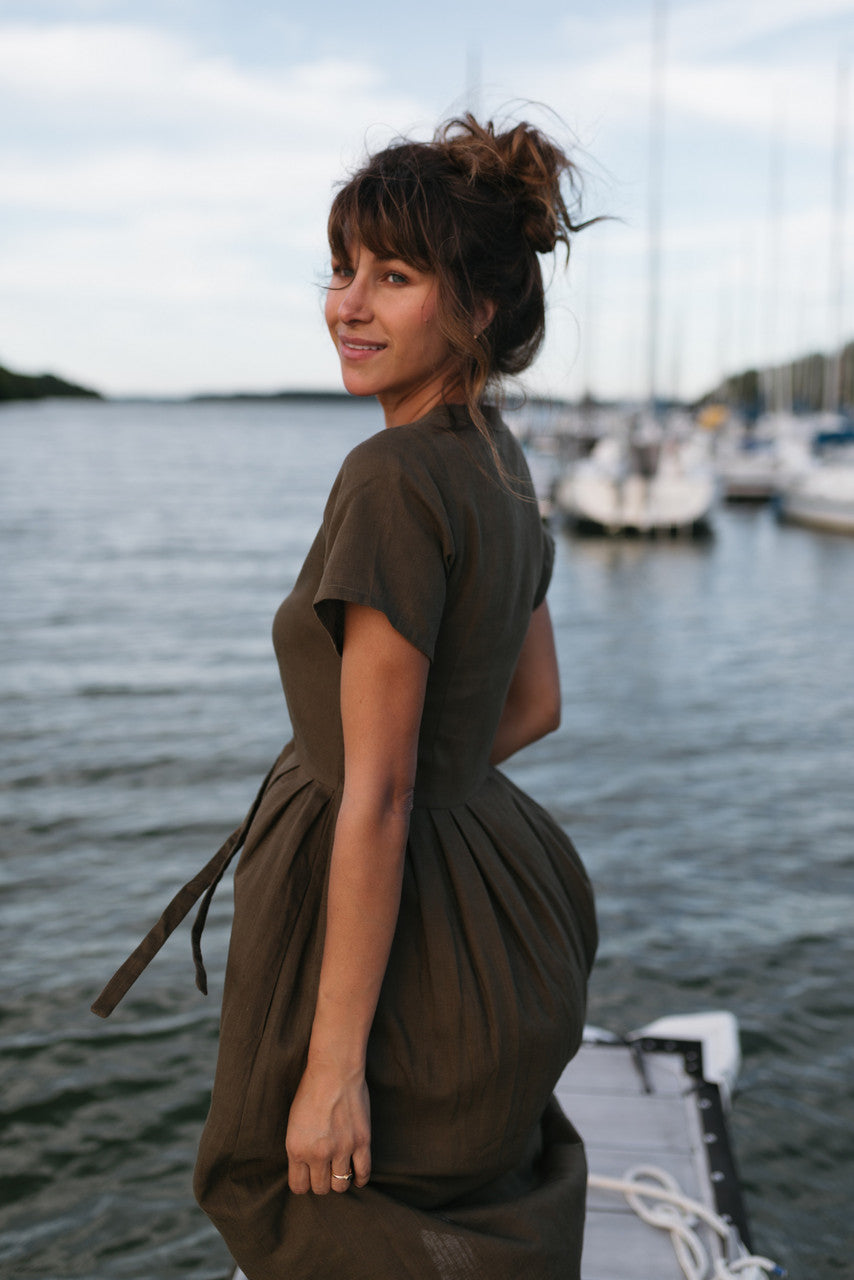 June Dress in Dark Green