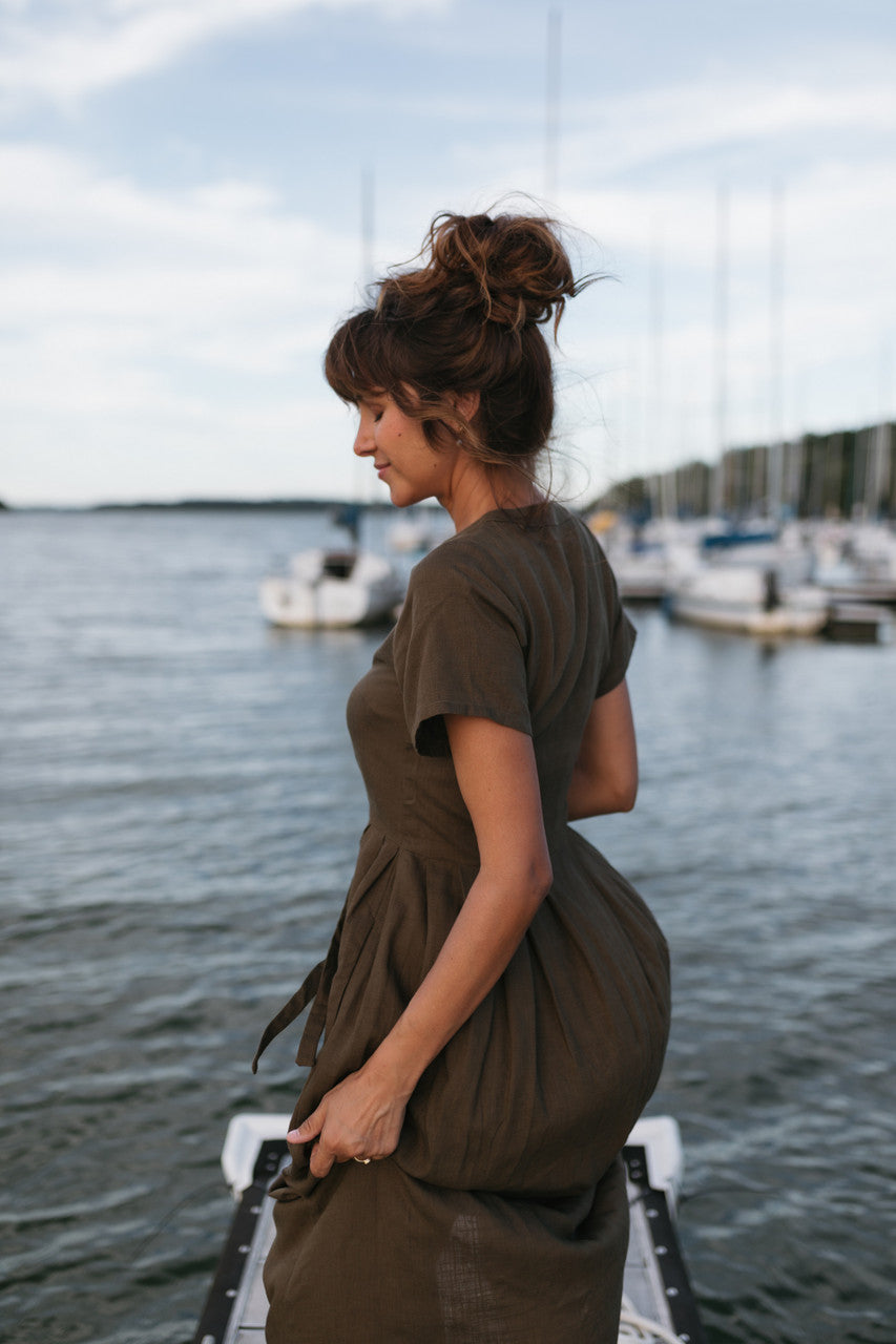 June Dress in Dark Green