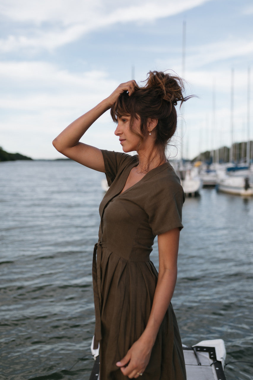 June Dress in Dark Green