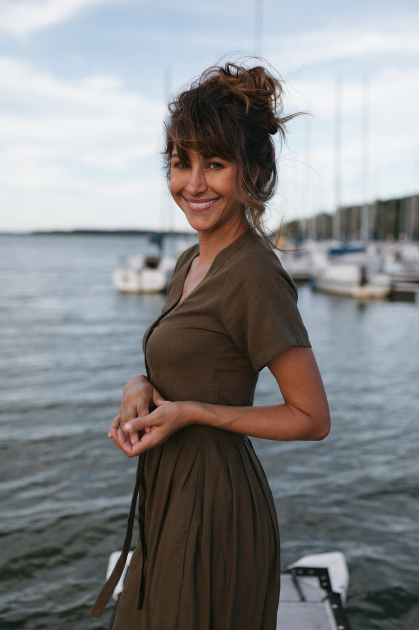 June Dress in Dark Green