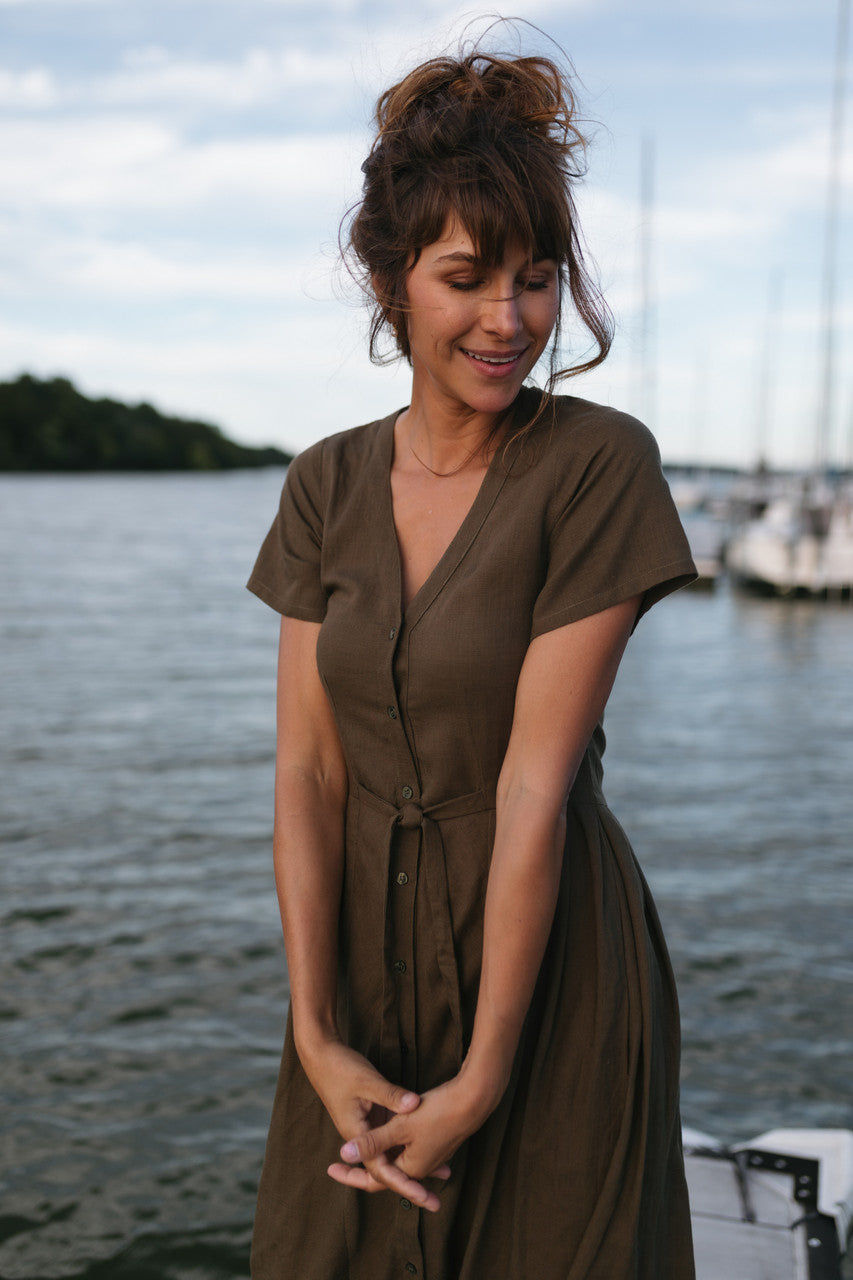 June Dress in Dark Green
