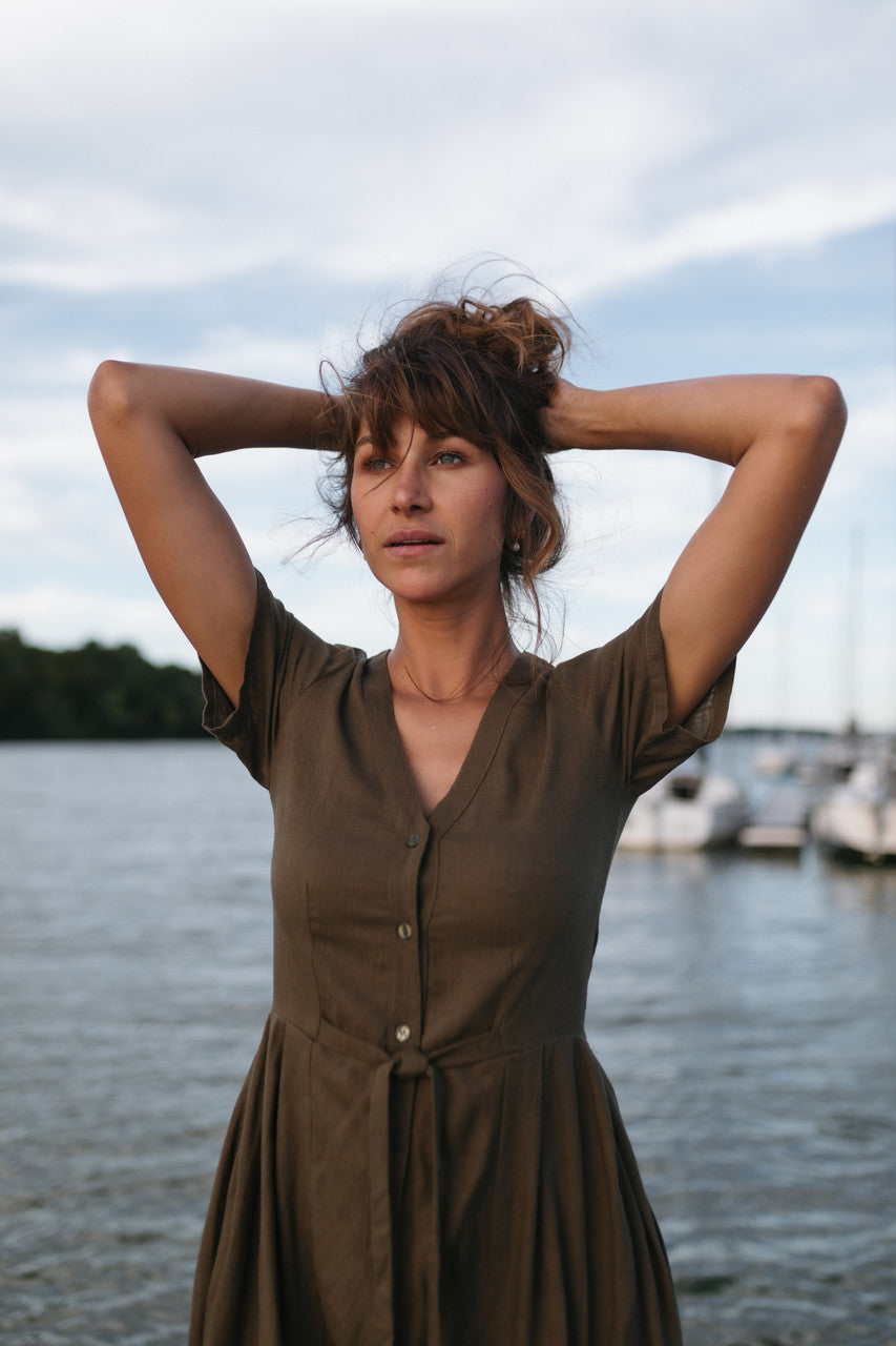 June Dress in Dark Green