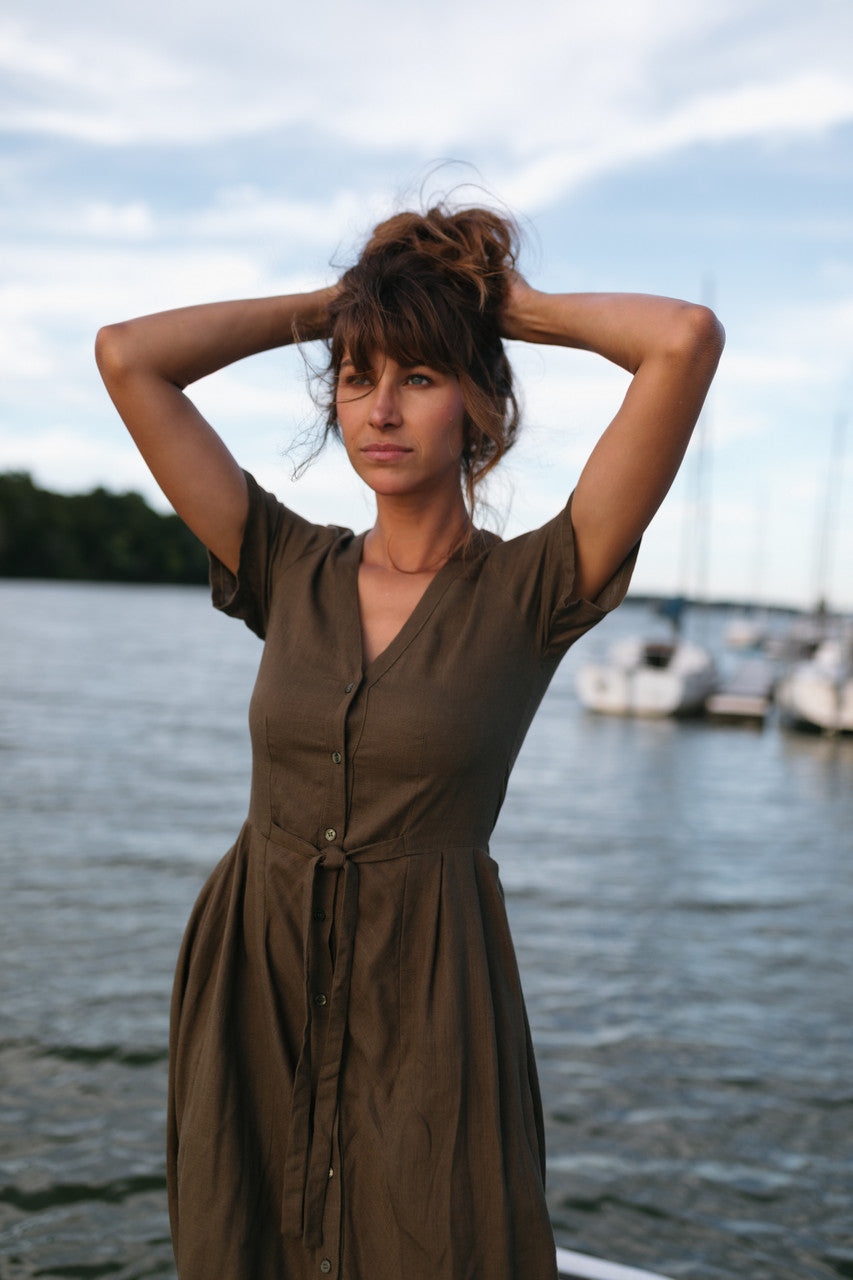 June Dress in Dark Green