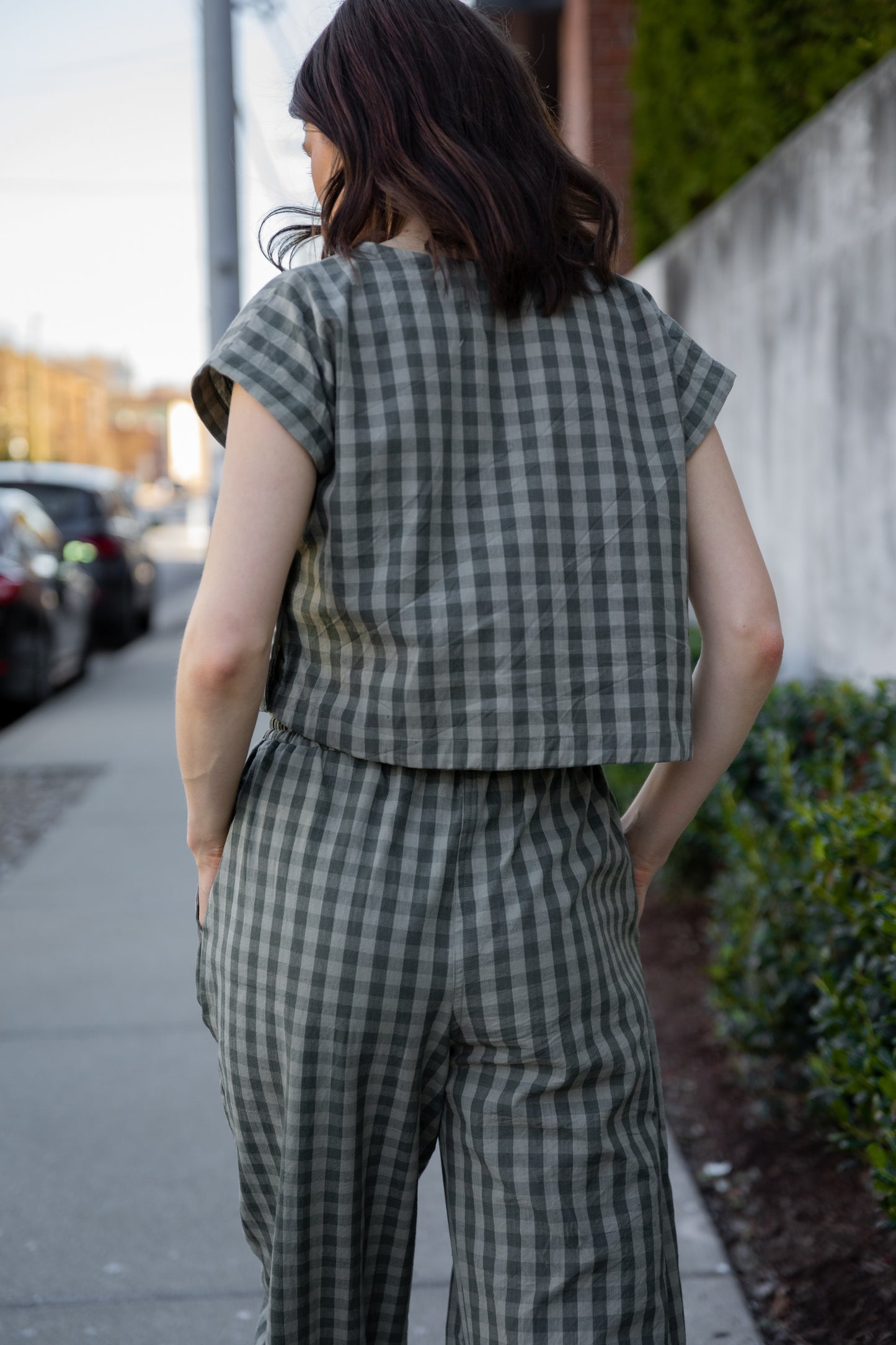 Katie Handwoven Cotton Set in Green Gingham Made to Order