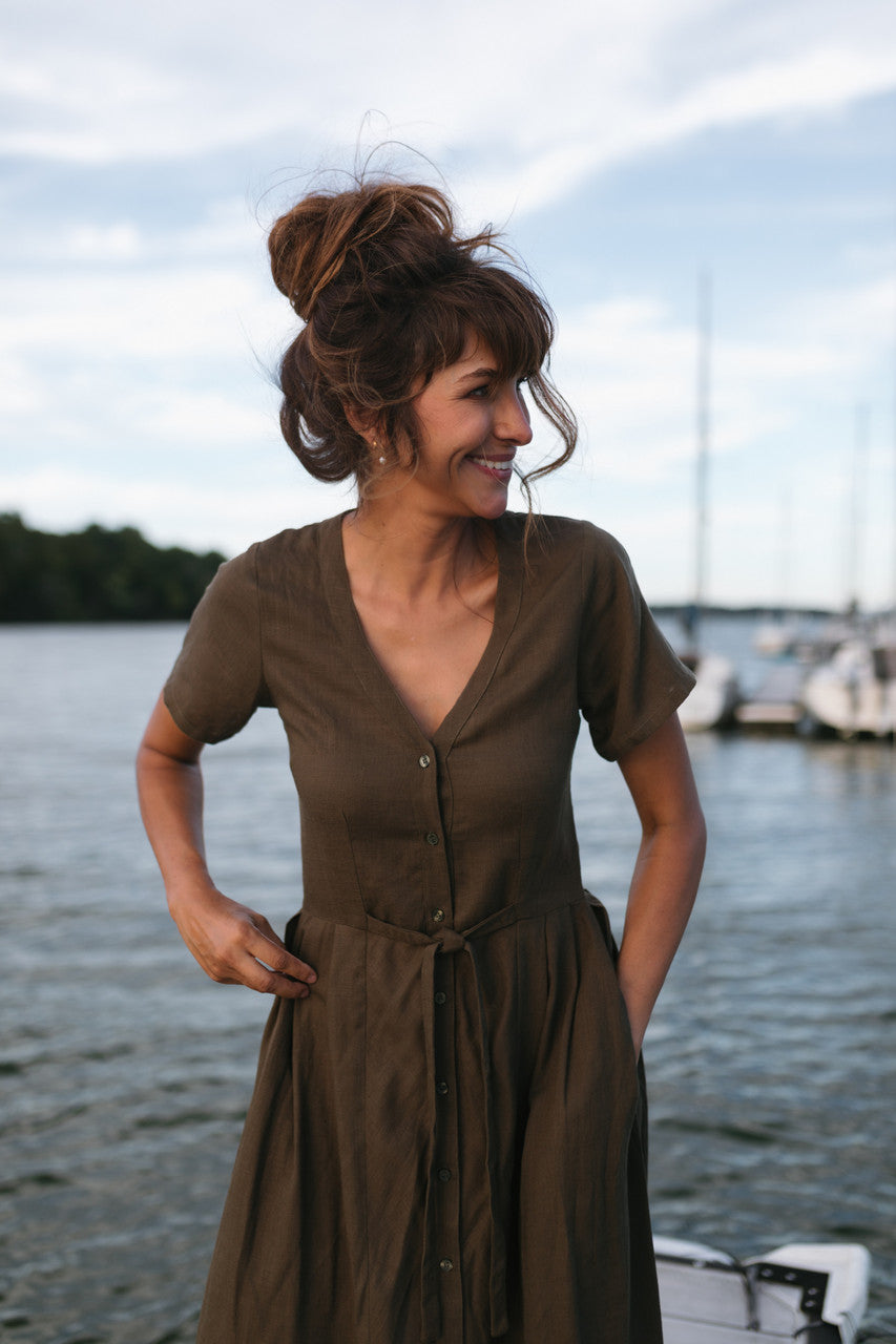 June Dress in Dark Green