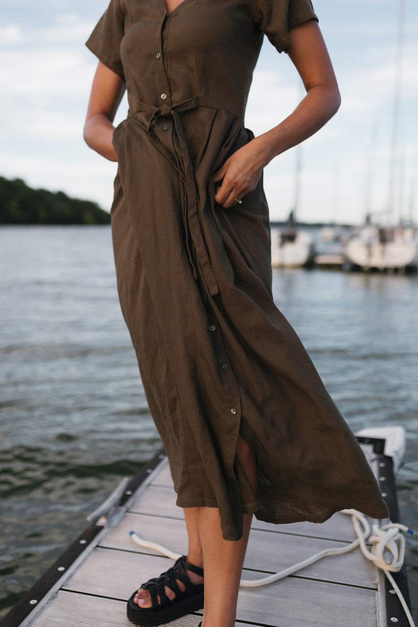 June Dress in Dark Green