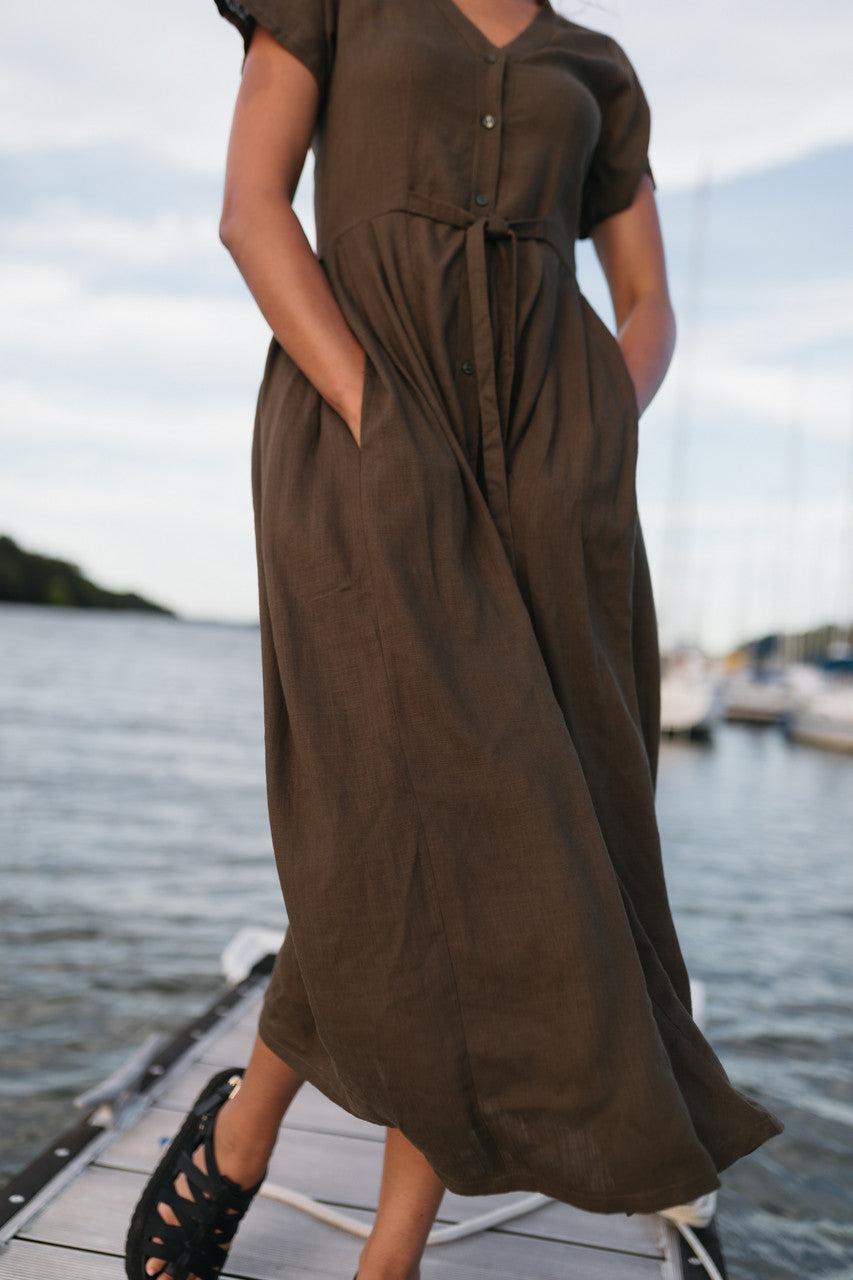June Dress in Dark Green