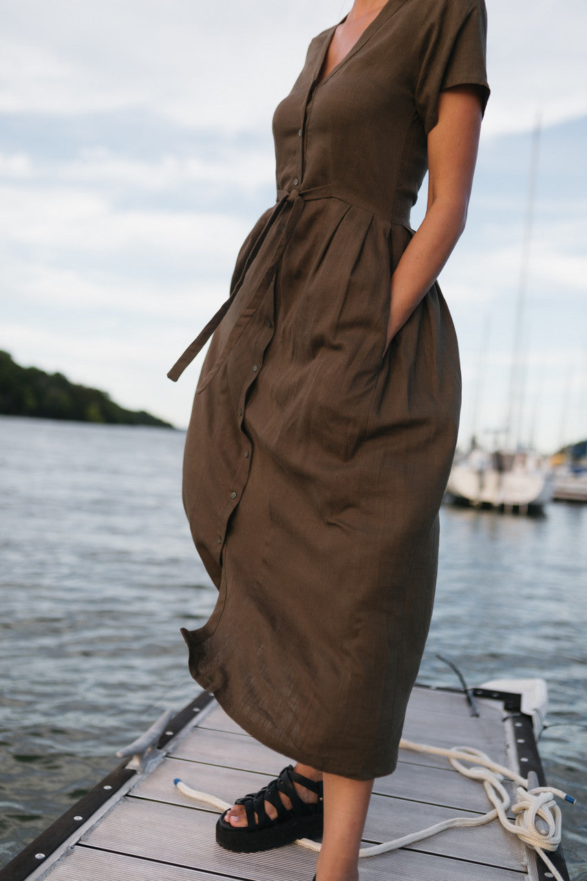 June Dress in Dark Green