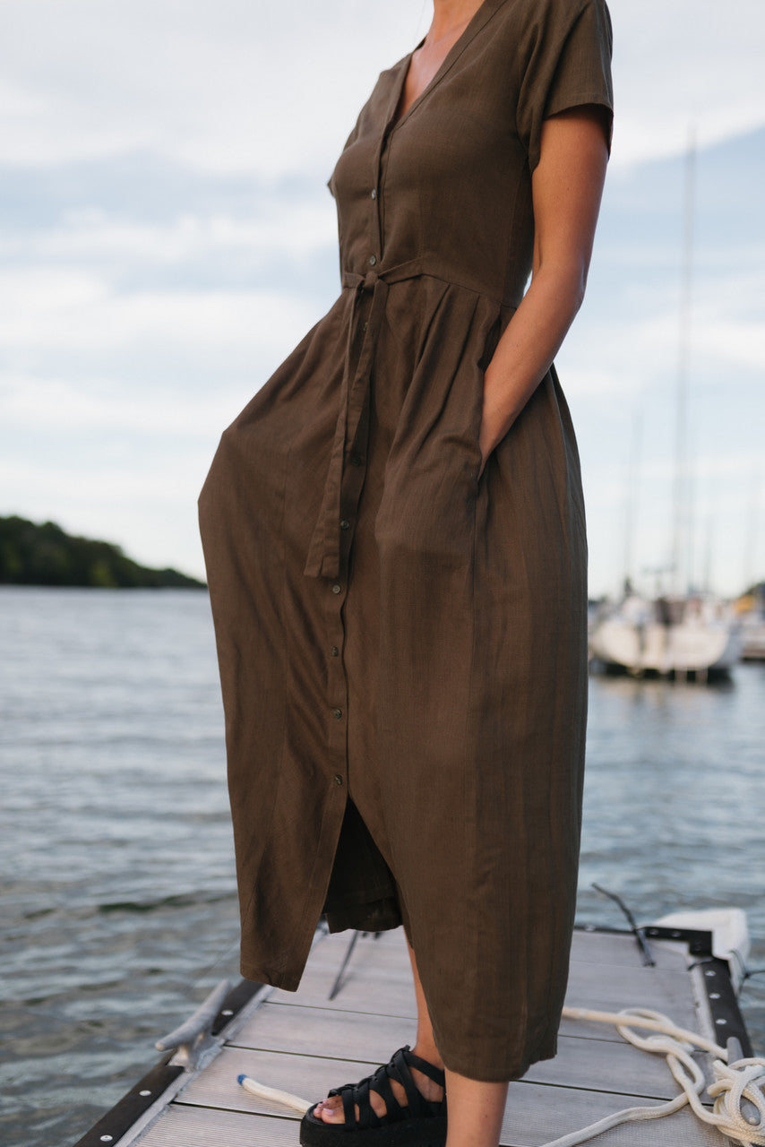 June Dress in Dark Green