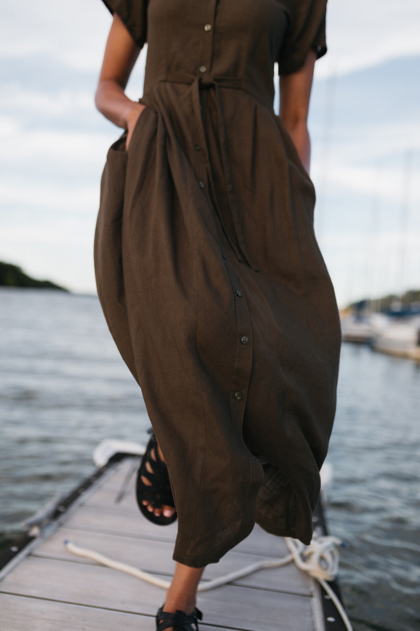 June Dress in Dark Green