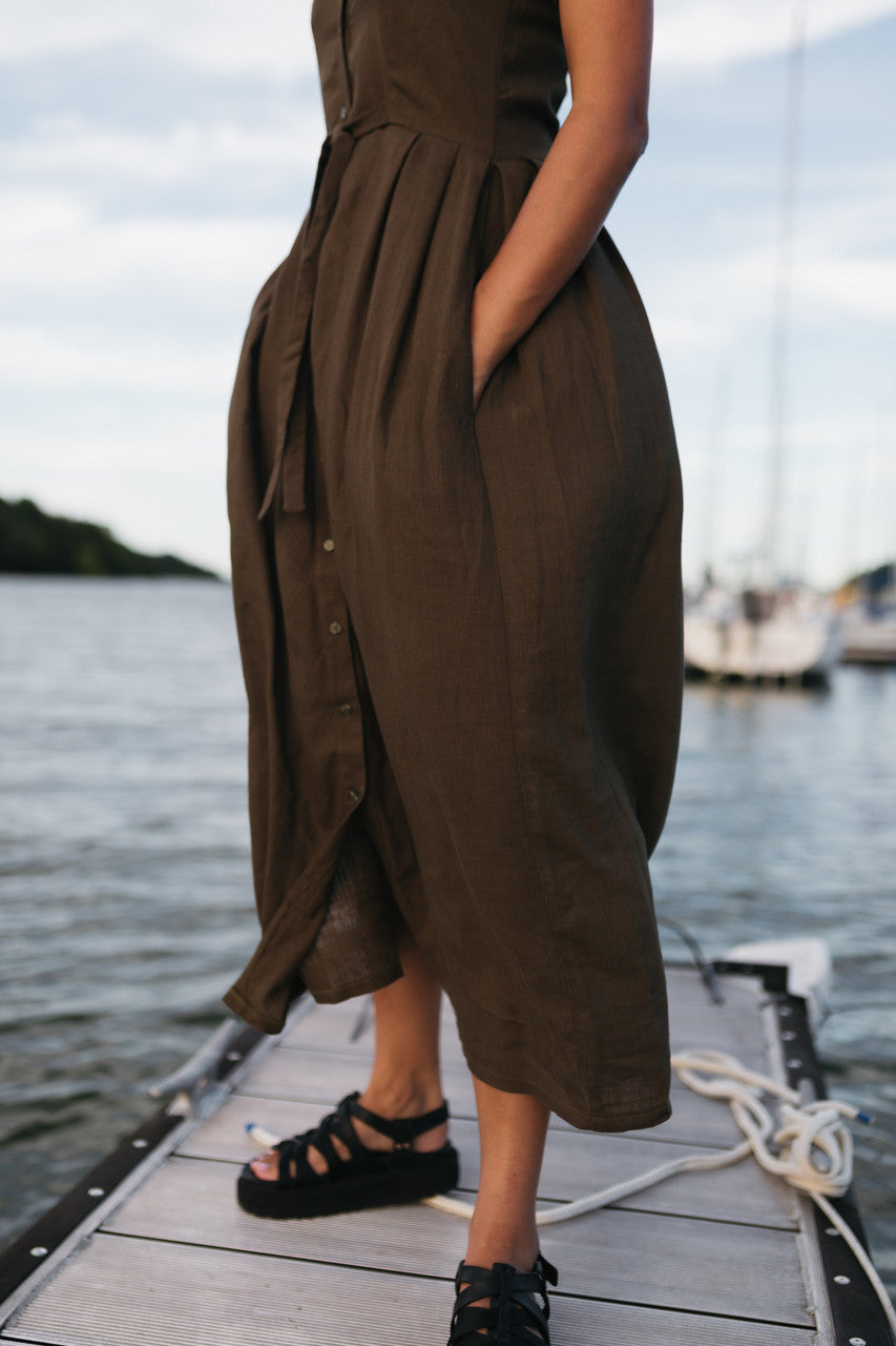 June Dress in Dark Green
