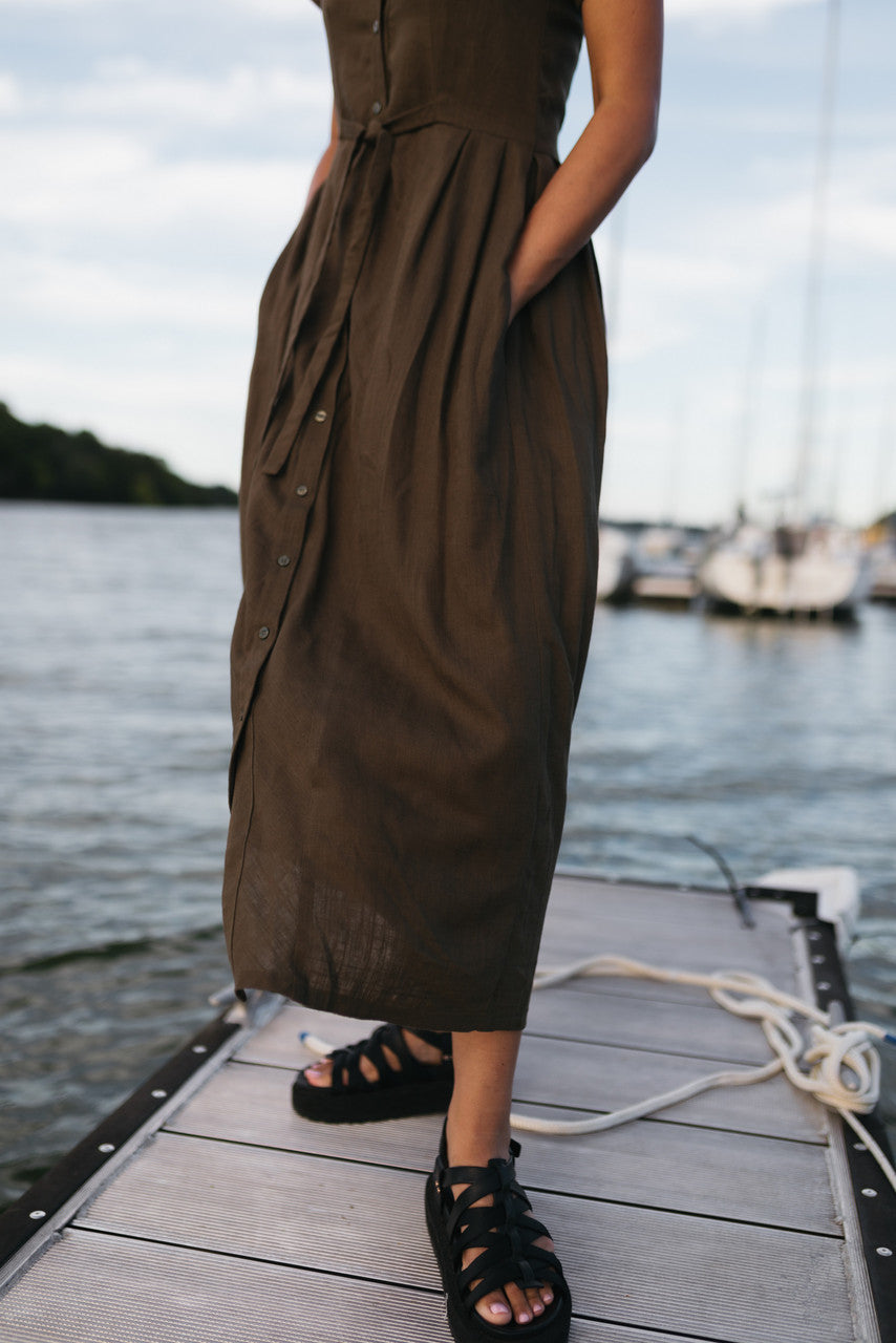 June Dress in Dark Green