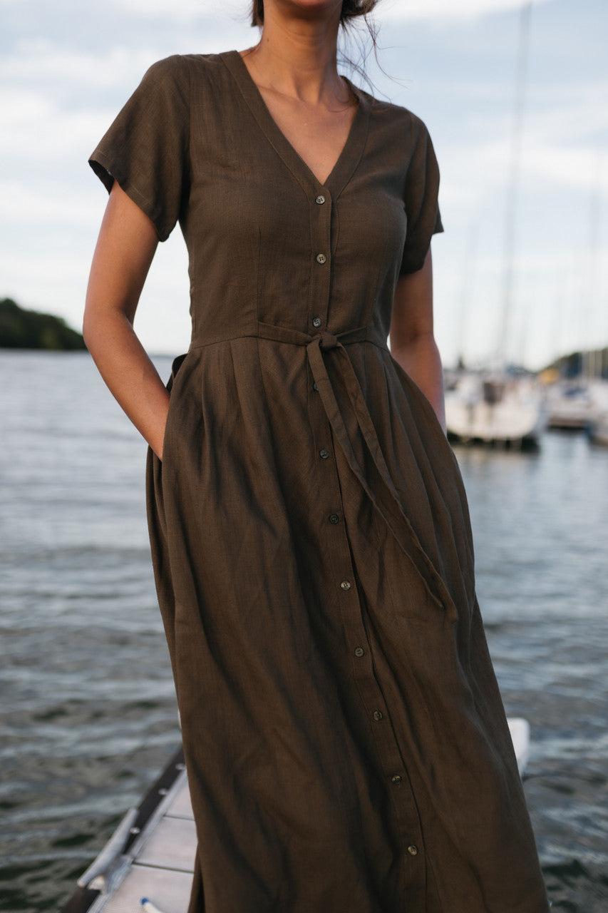 June Dress in Dark Green