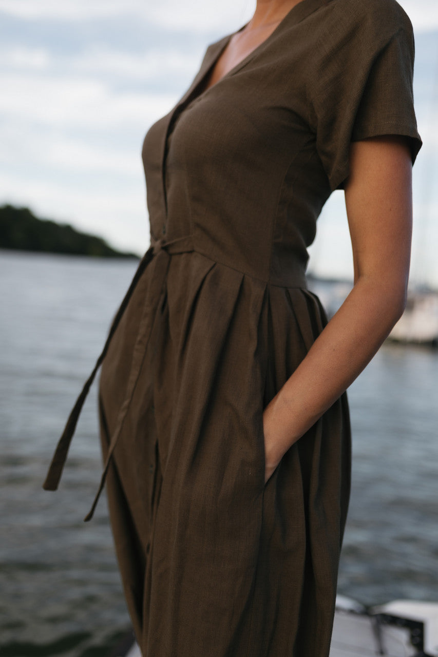 June Dress in Dark Green