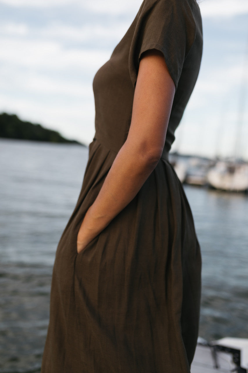 June Dress in Dark Green