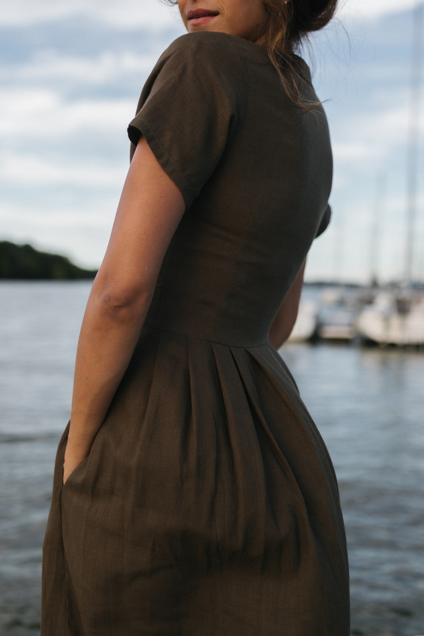 June Dress in Dark Green
