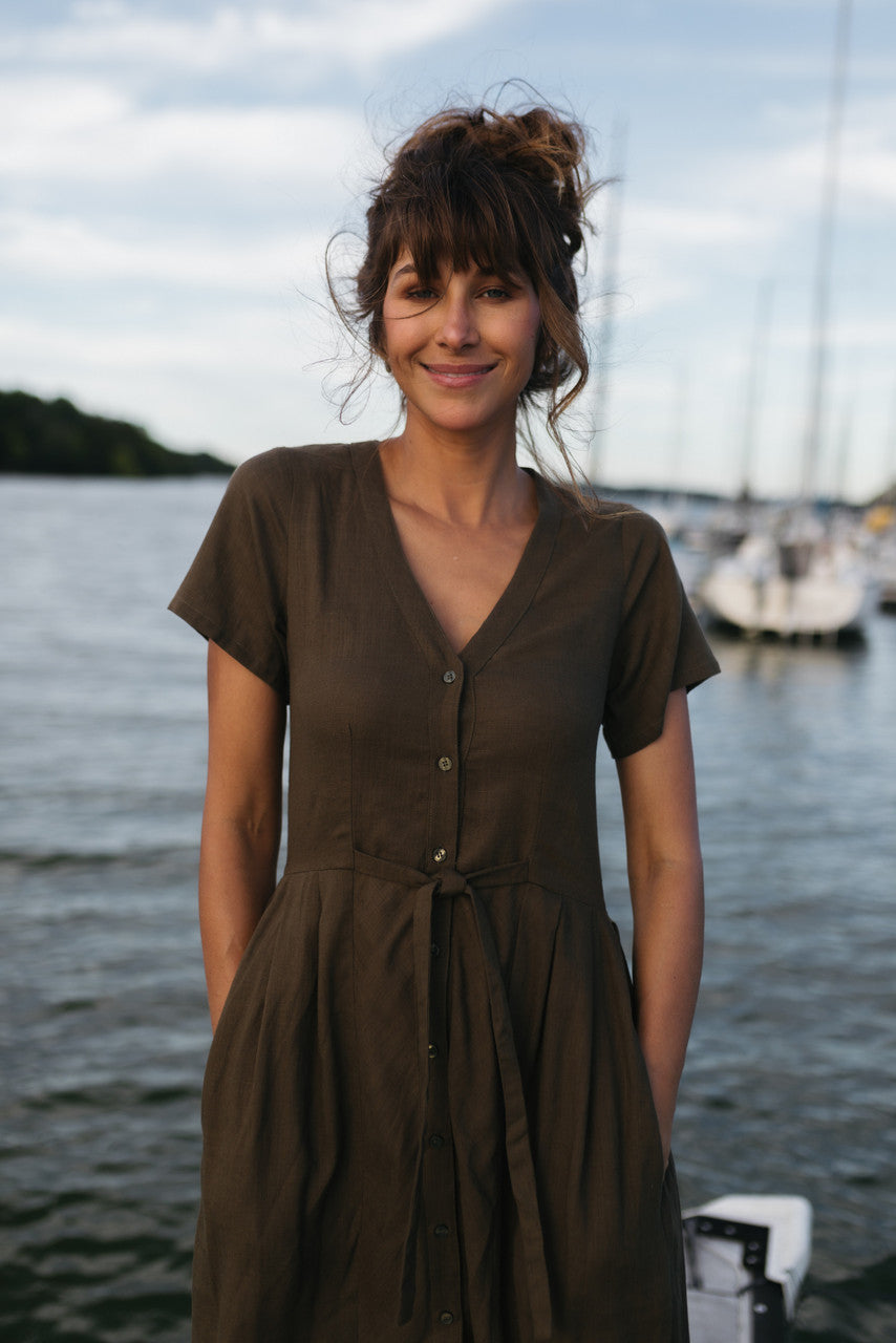 June Dress in Dark Green
