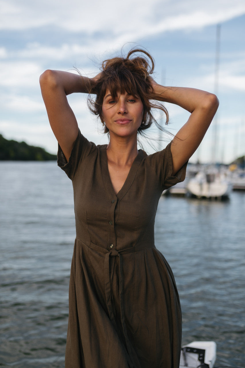 June Dress in Dark Green