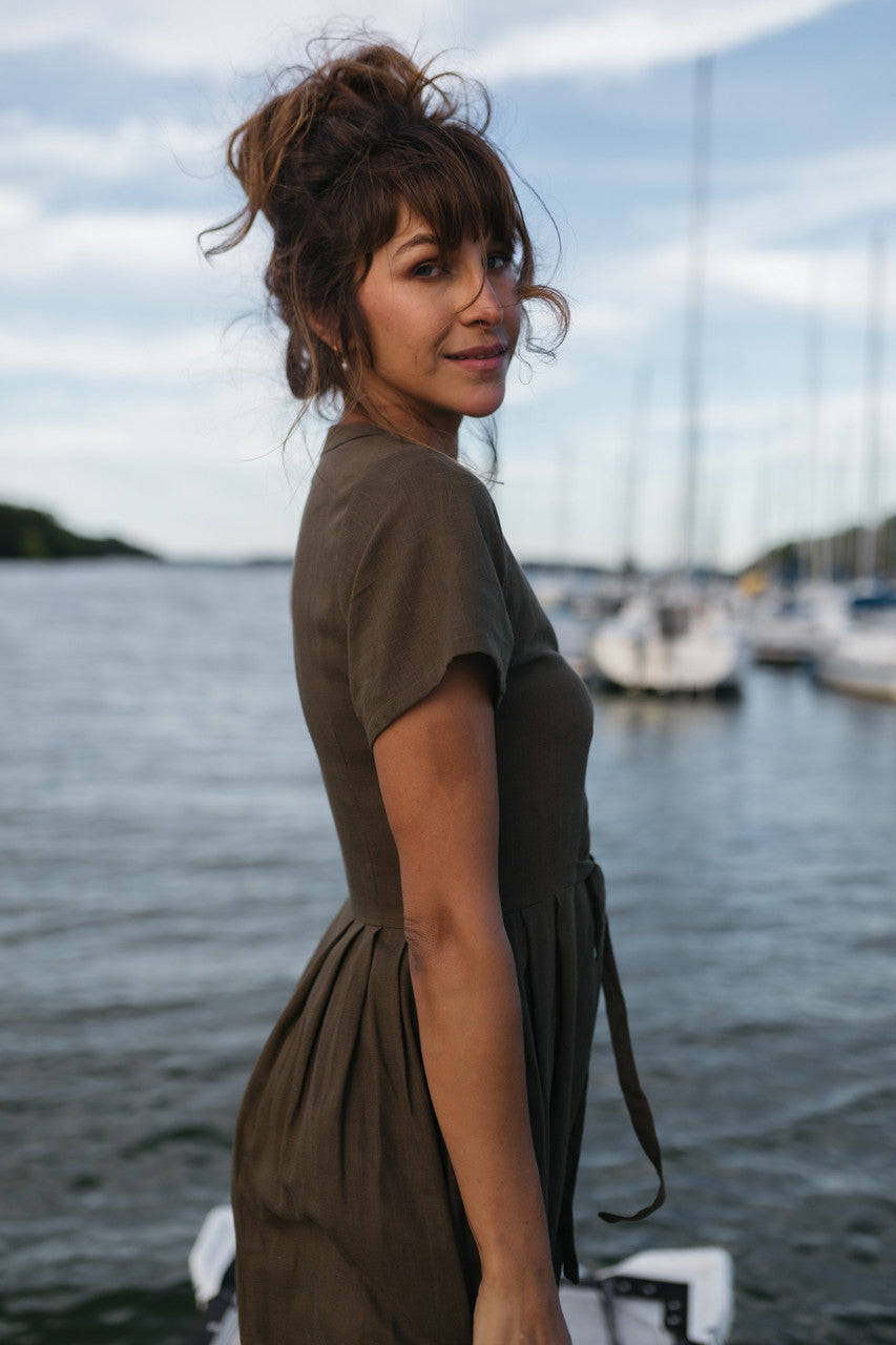 June Dress in Dark Green