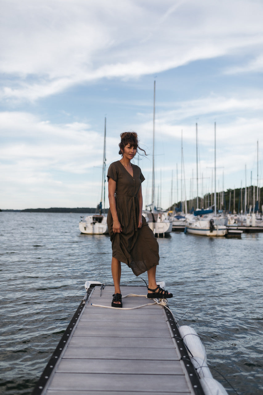 June Dress in Dark Green