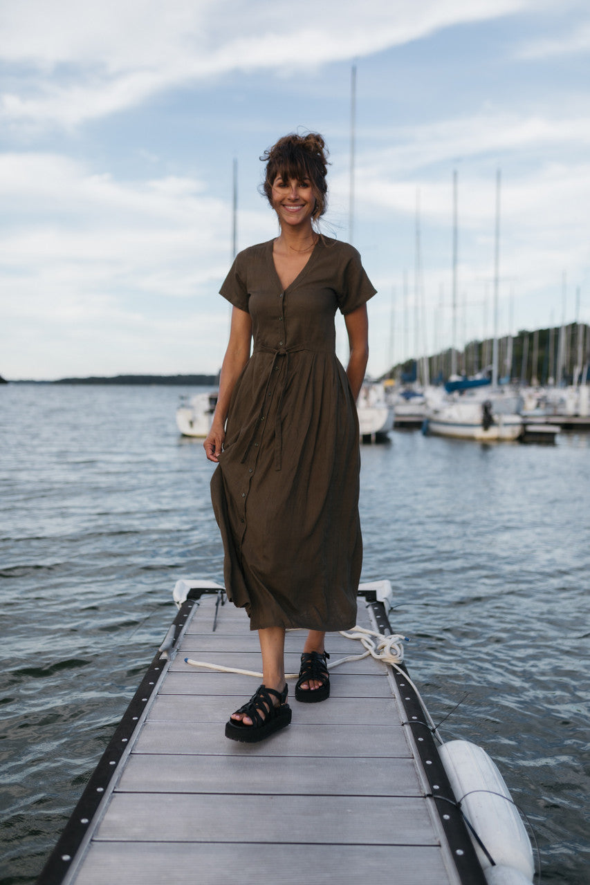 June Dress in Dark Green