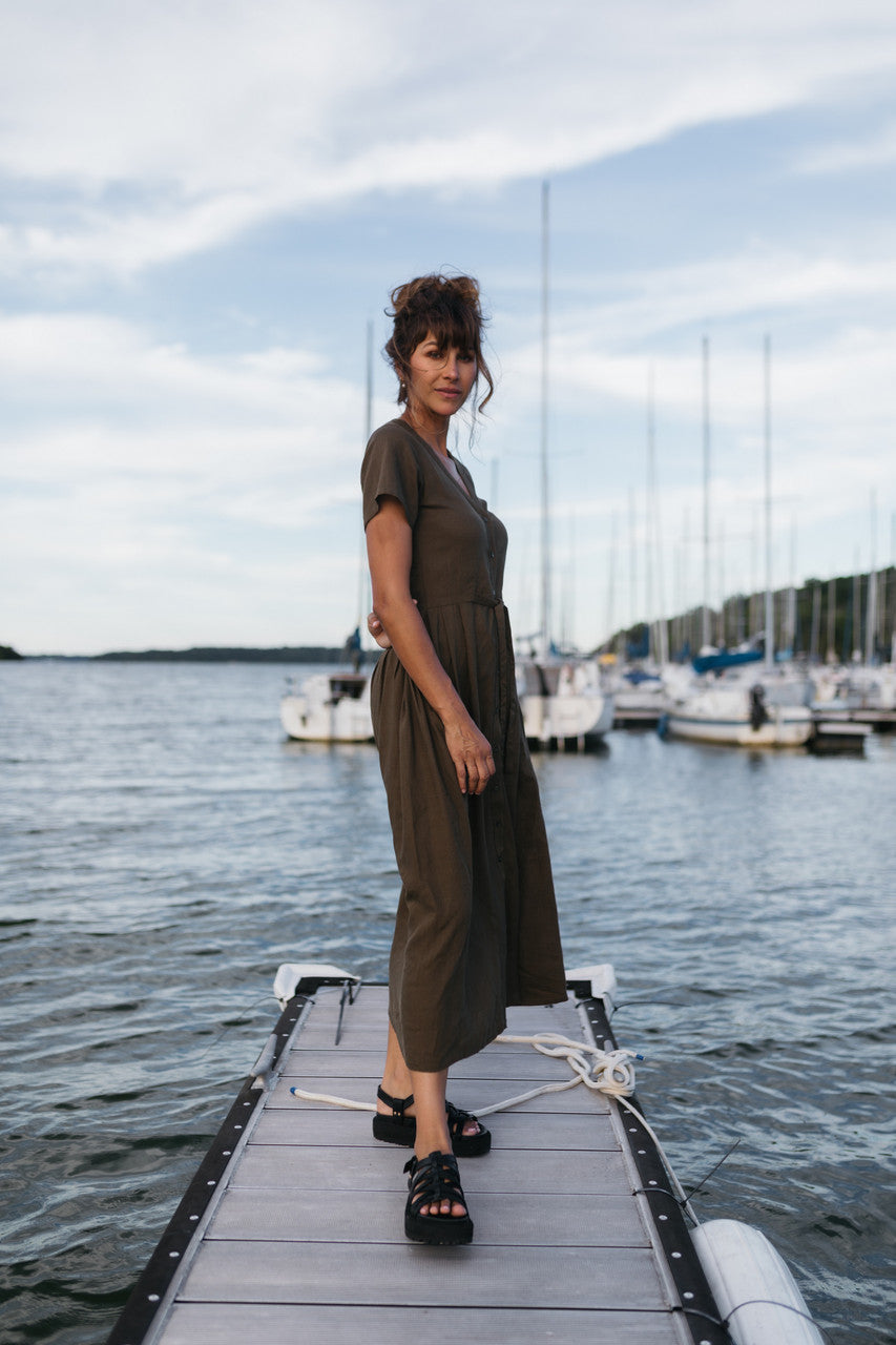 June Dress in Dark Green