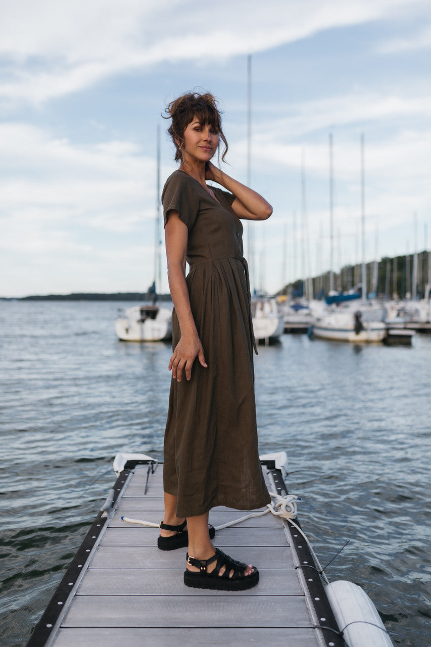 June Dress in Dark Green