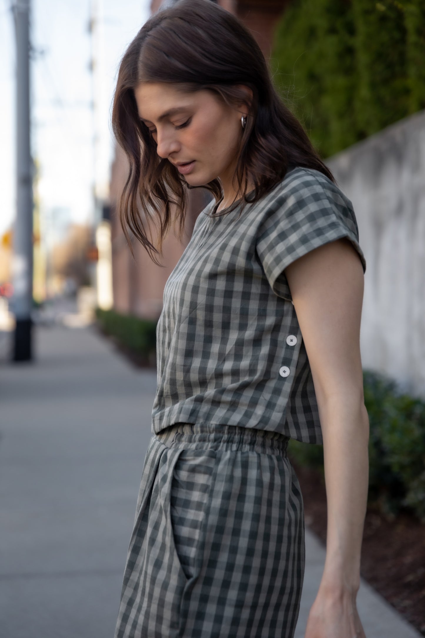 Katie Handwoven Cotton Set in Green Gingham Made to Order