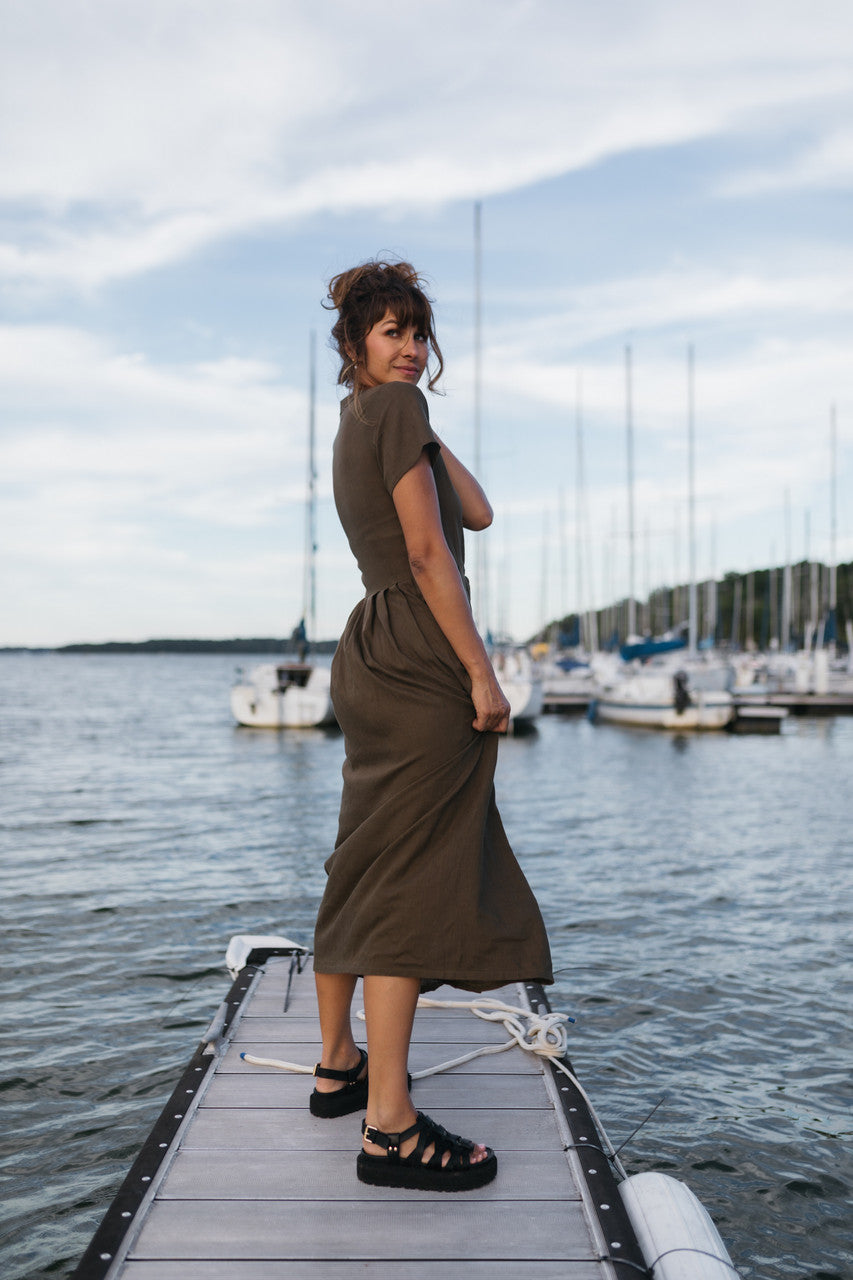 June Dress in Dark Green
