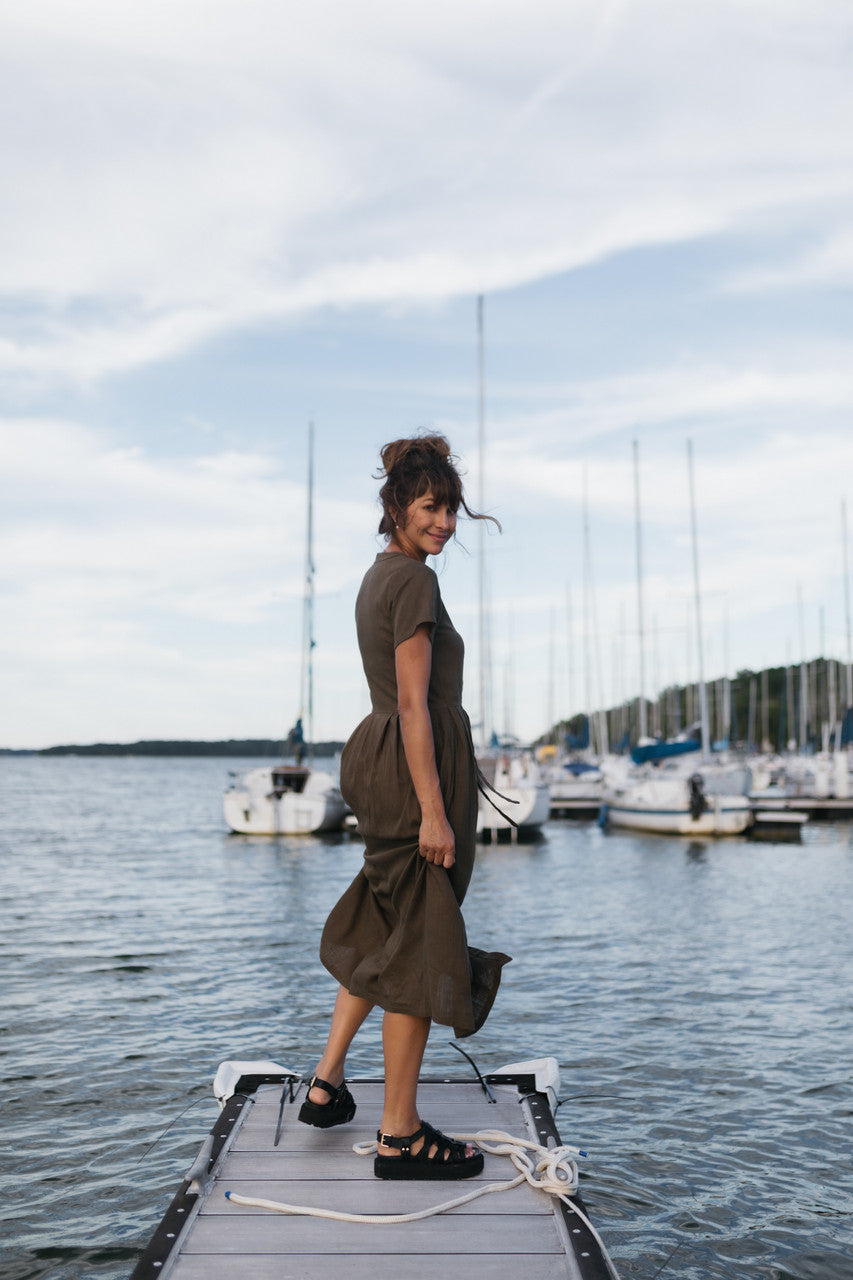 June Dress in Dark Green