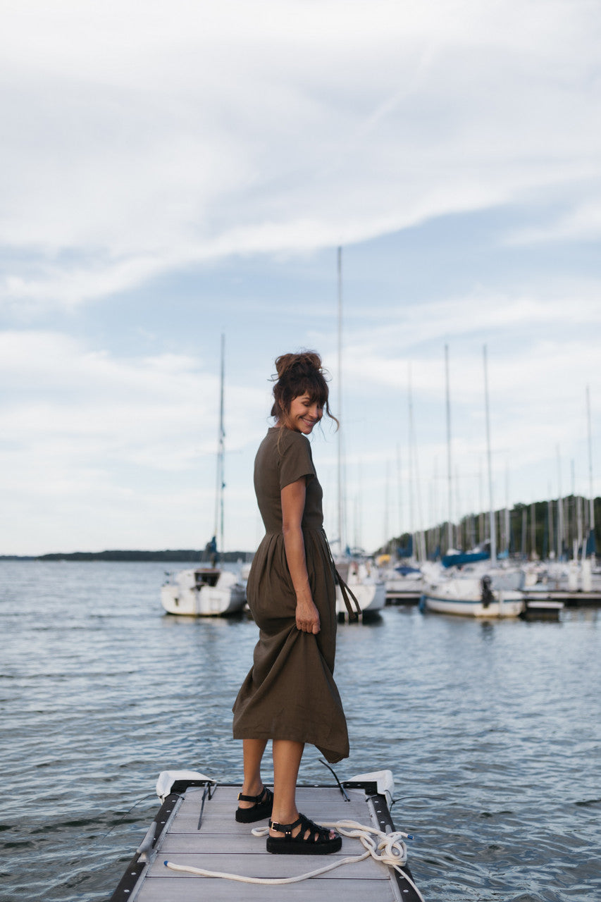 June Dress in Dark Green