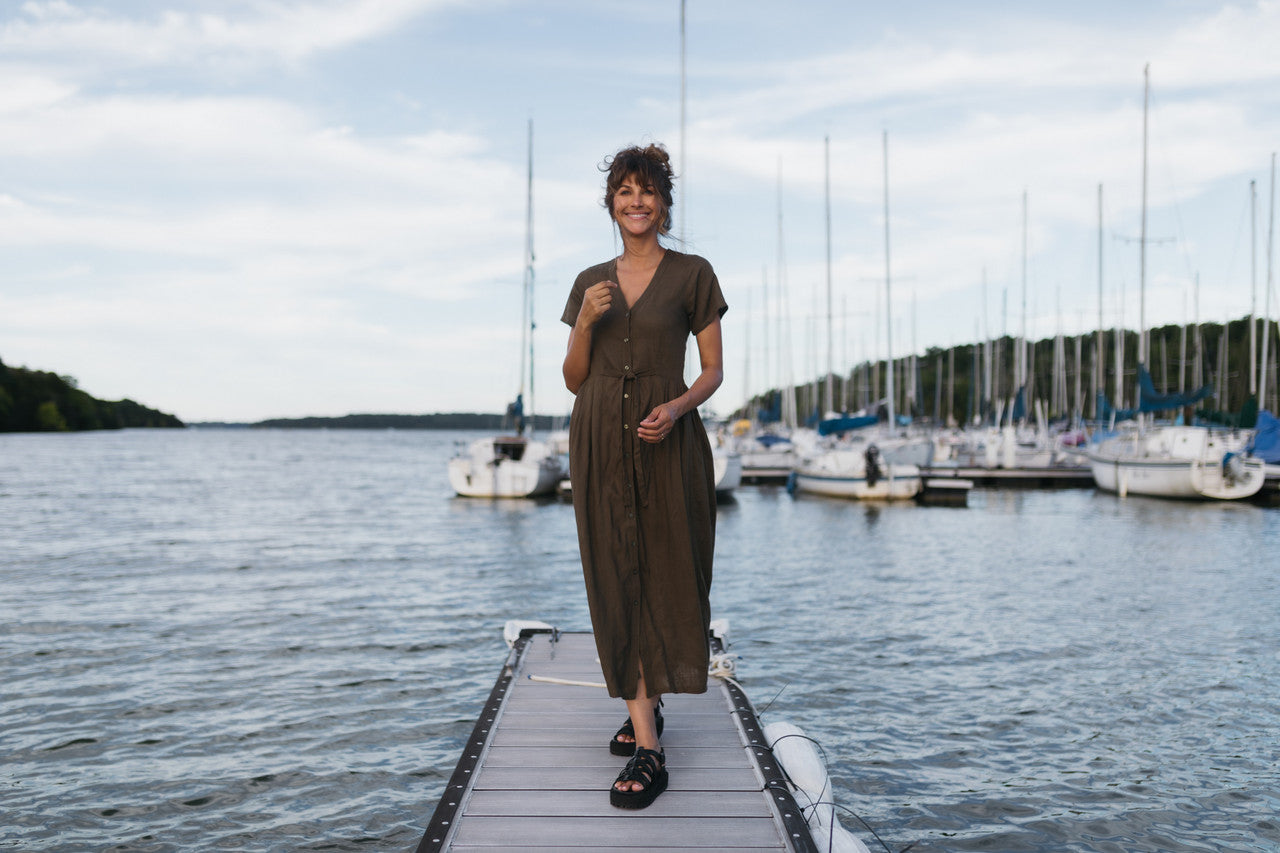 June Dress in Dark Green