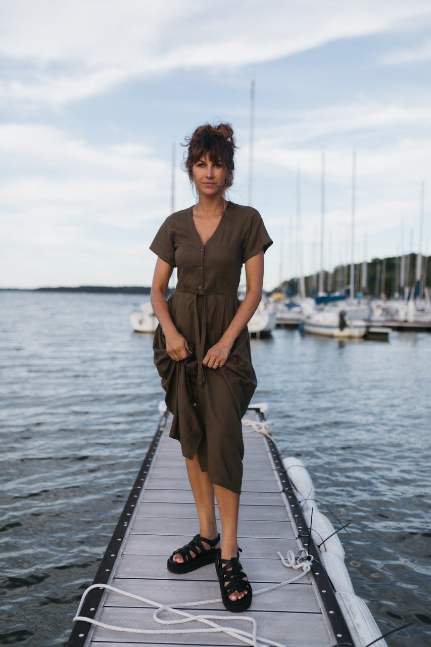 June Dress in Dark Green
