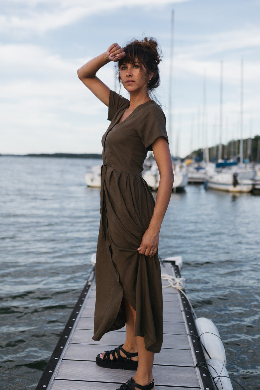 June Dress in Dark Green