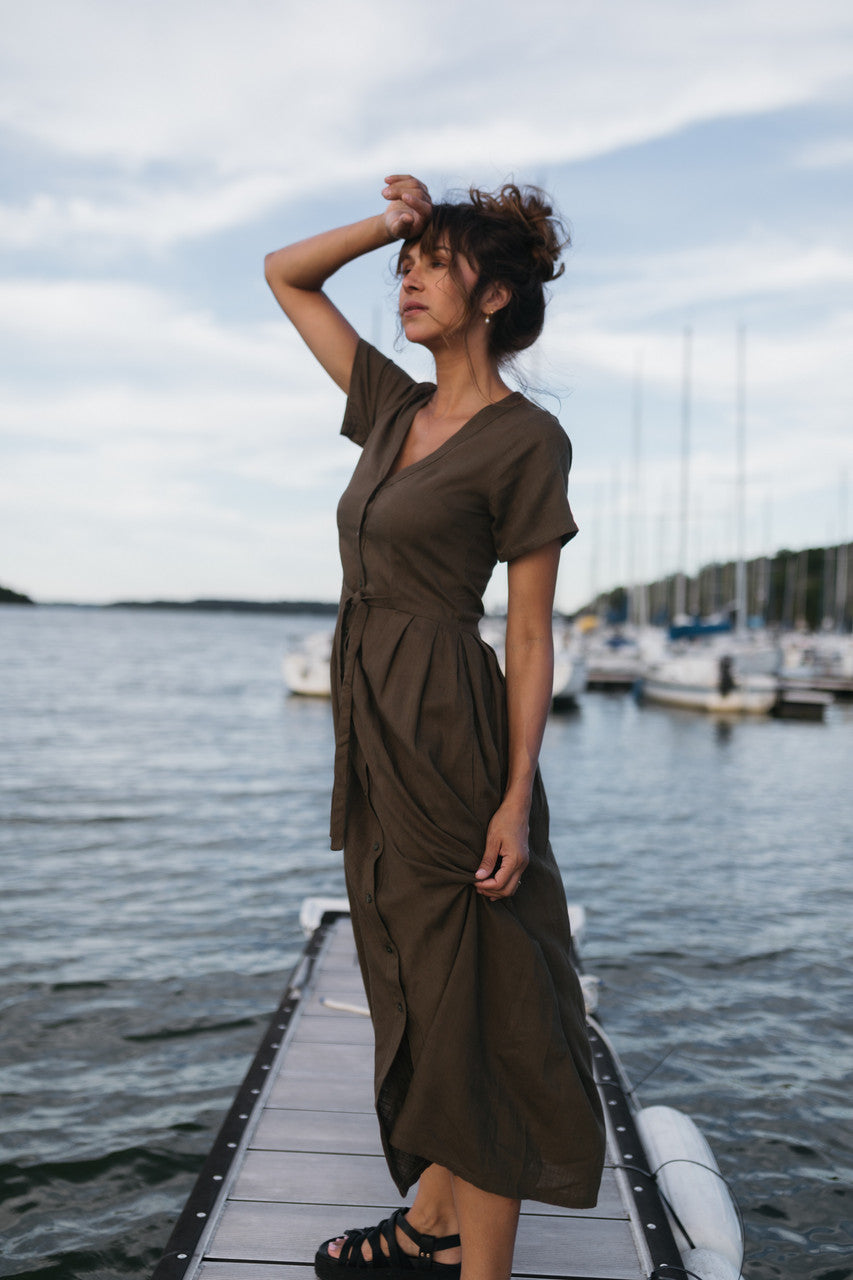 June Dress in Dark Green