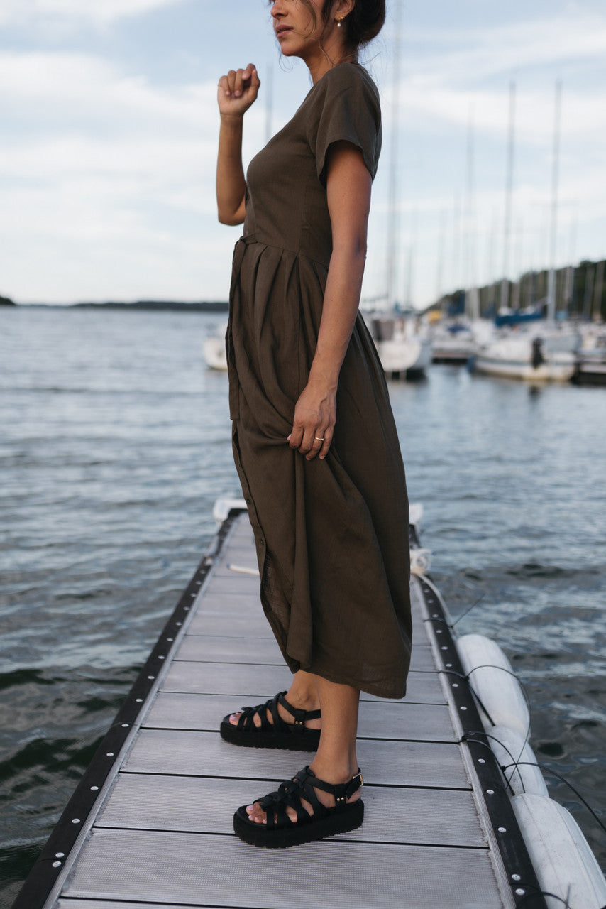 June Dress in Dark Green
