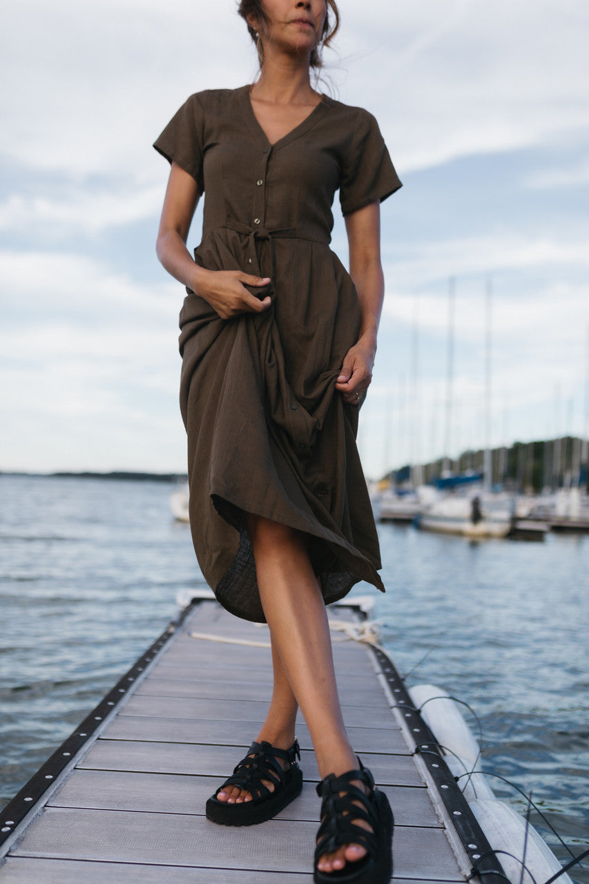 June Dress in Dark Green