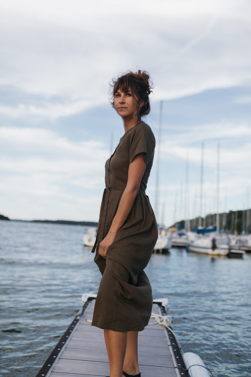 June Dress in Dark Green