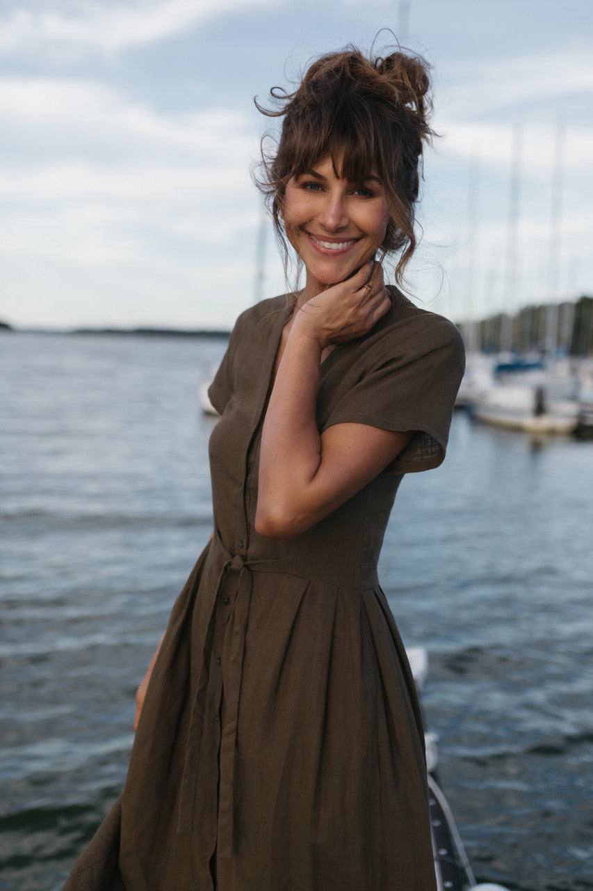 June Dress in Dark Green
