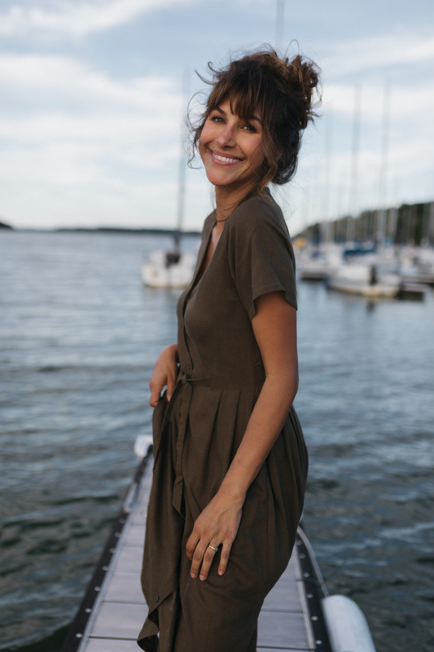 June Dress in Dark Green