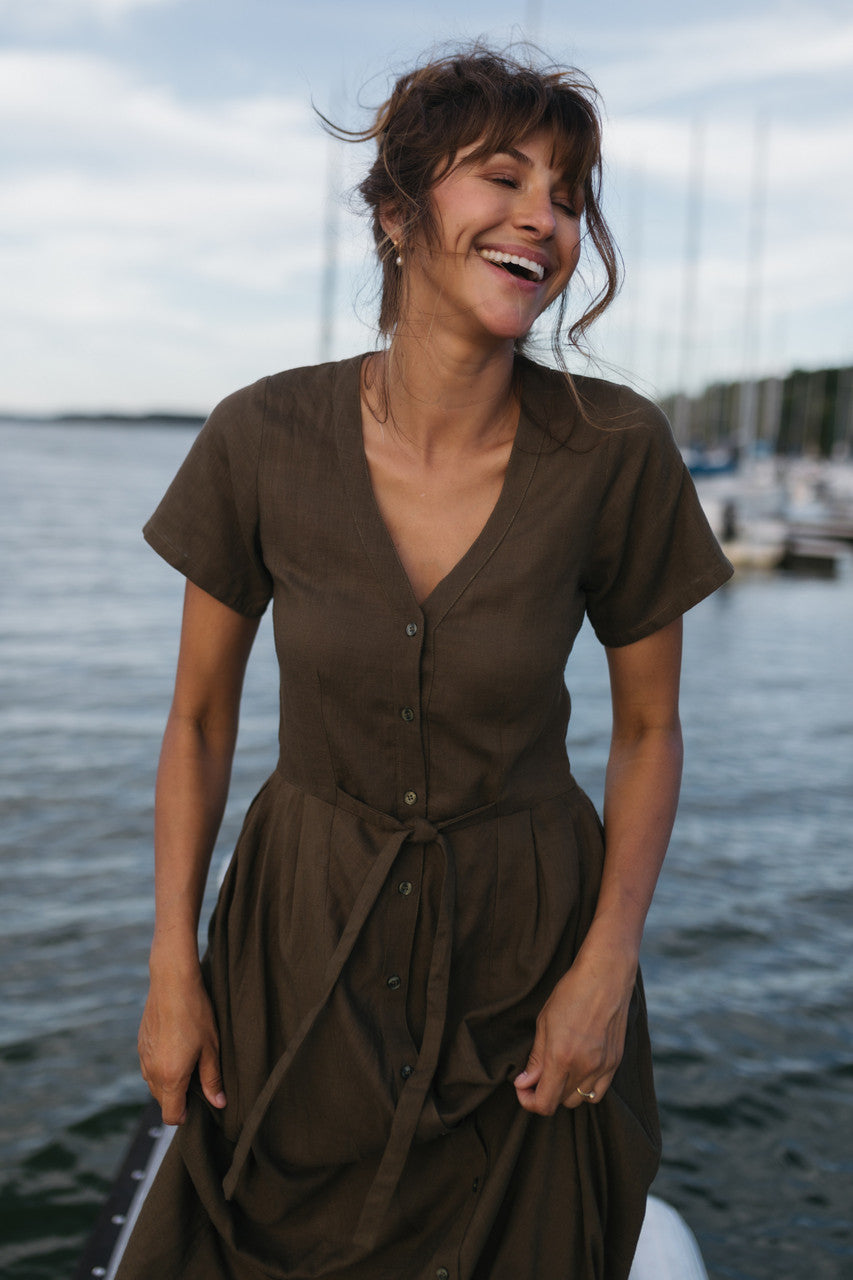 June Dress in Dark Green