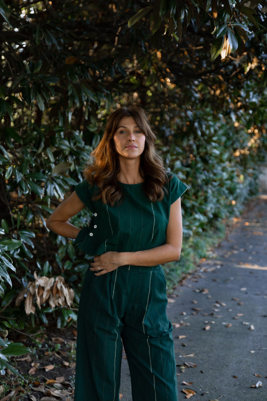 Katie Handwoven Cotton Set in Dark Green Made to Order