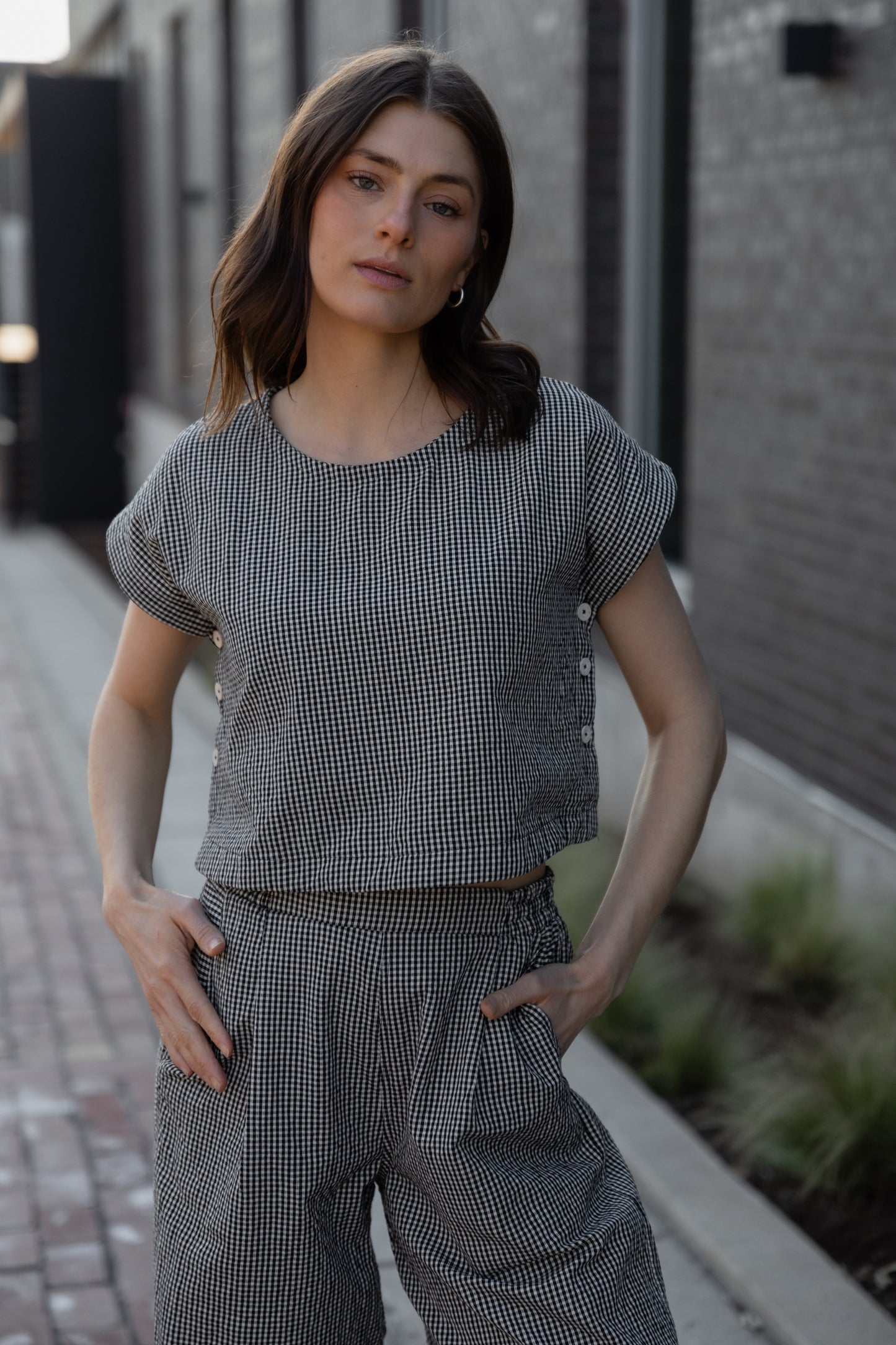 Katie Handwoven Cotton Set in Black and White Gingham Made to Order
