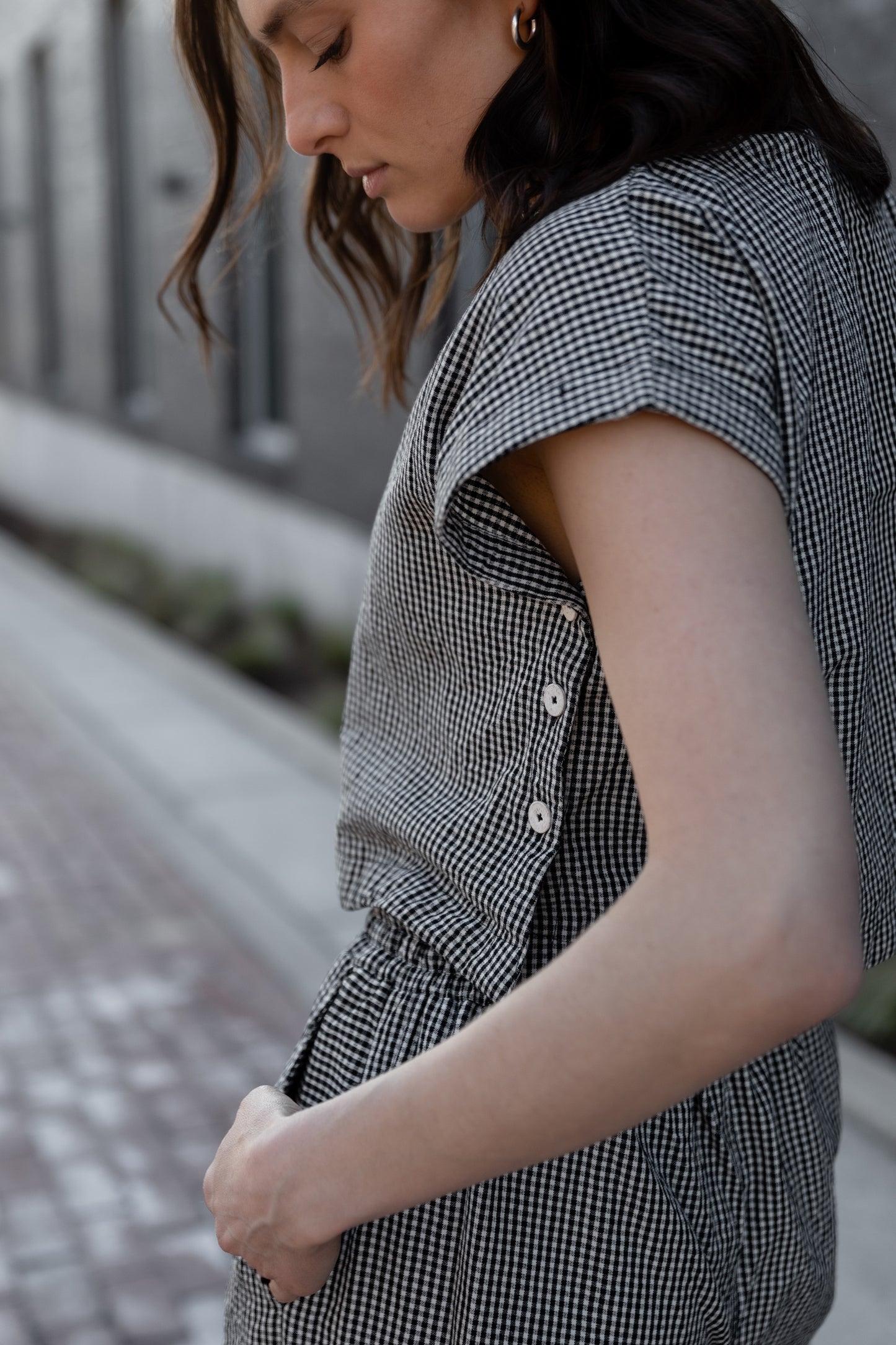 Katie Handwoven Cotton Set in Black and White Gingham Made to Order