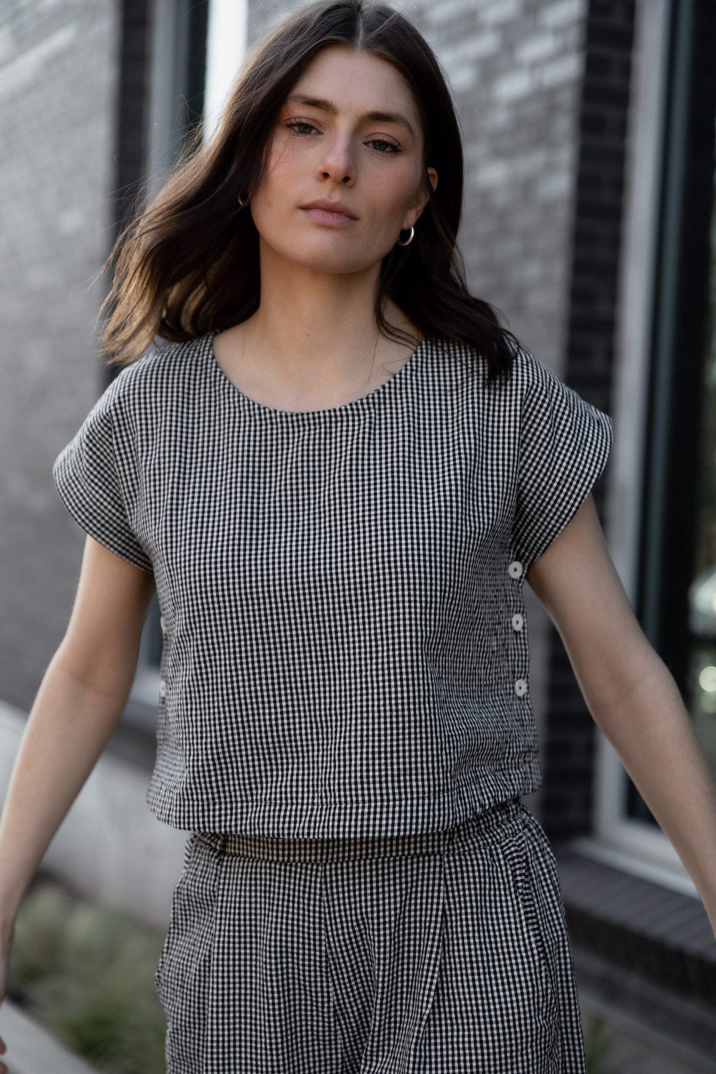 Katie Handwoven Cotton Set in Black and White Gingham Made to Order